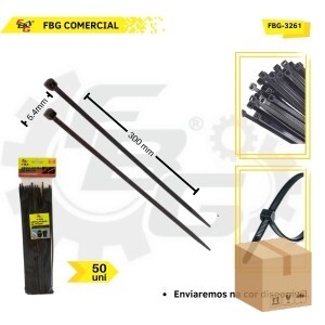 FBG-3261 ABRAÇADEIRA DE NAYLON 5.4 X 300MM PACOTE C/50 UNI